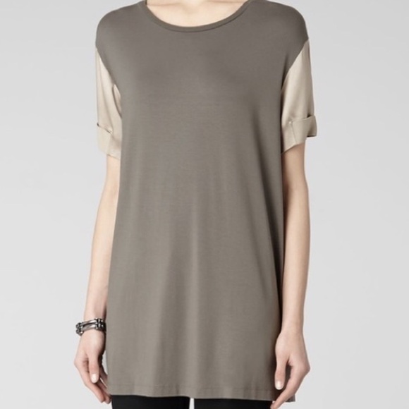All Saints Tops - Allsaints Leila Olive Two Tone Short Sleeve Designer Luxury Shirt